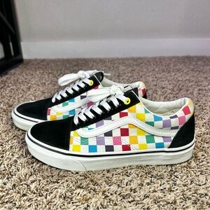 VANS Old Skool Checkerboard Shoes Women’s Size 9 Sneakers Multicolor Canvas